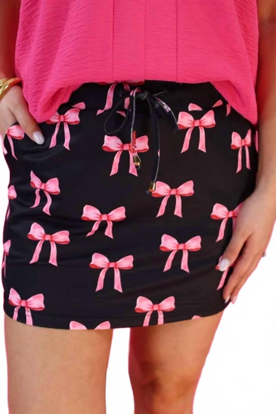 NEW JESS LEA tied with a bow everyday skort in black/pink